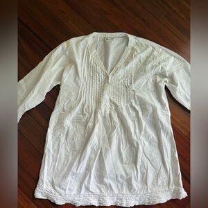 White Relaxed Top Nightshirt By Simply White Guatemalan SZ M Pintuck LaceBorder